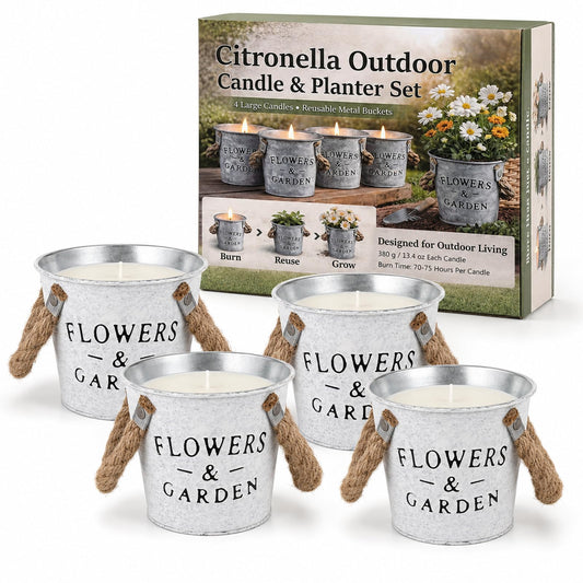 Citronella Candles Outdoor, 50oz Citronella Candle for Patio, Garden, Yard, Balcony Backyard & Camping,Total 300Hours Burning Large Summer Outdoor Candles 4 Pack