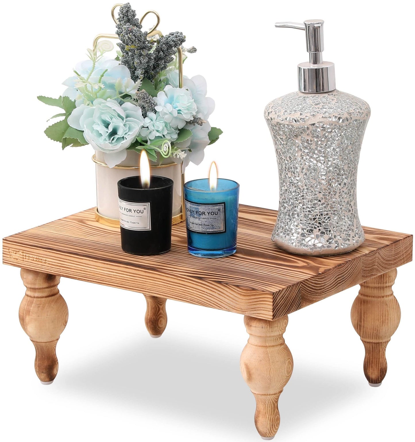 Elynice Decorative Wood Risers for Display - 12 x 9 x 5.5 Wood Pedestal Stand Table for Farmhouse Decor, Kitchen Counter Display - Wooden Kitchen Soap Tray