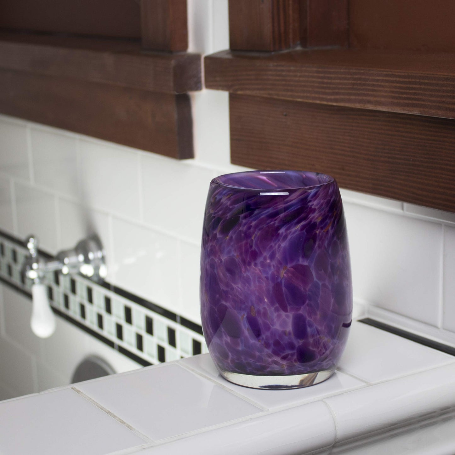 Totally Blown Glassworks Votive Candle Holder, Tea-Light, Handmade Blown Glass, Accent Vase, Centerpiece, Home Decor, Artist Dehanna Jones, Seattle, WA. (Purple Rain)