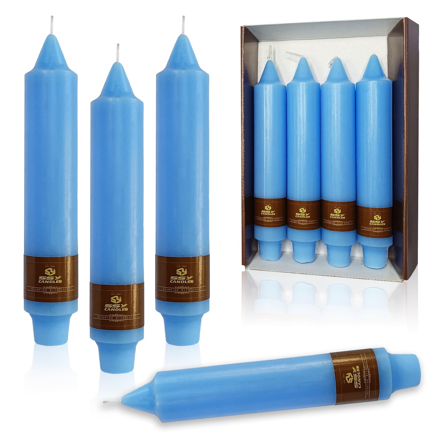 Taper Candle Odorless Candle Blue Candlesticks 7 INCH Short Candle Sticks Unscented Candles Smokeless Candles for Dinner Home Décor Weddings Festive Seasons Holiday
