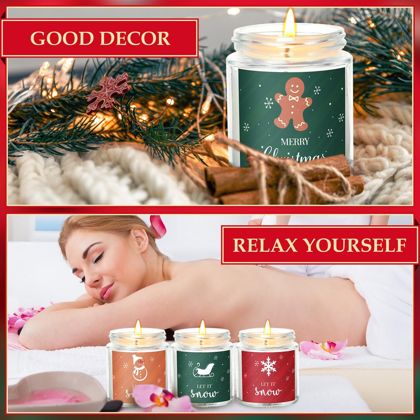MTLEE 6 Pcs Christmas Candles Gifts Bulk Scented Candle Jars for Coworkers Women Aromatherapy Candles for Home Xmas Birthday Gifts Yoga(Bright Style)