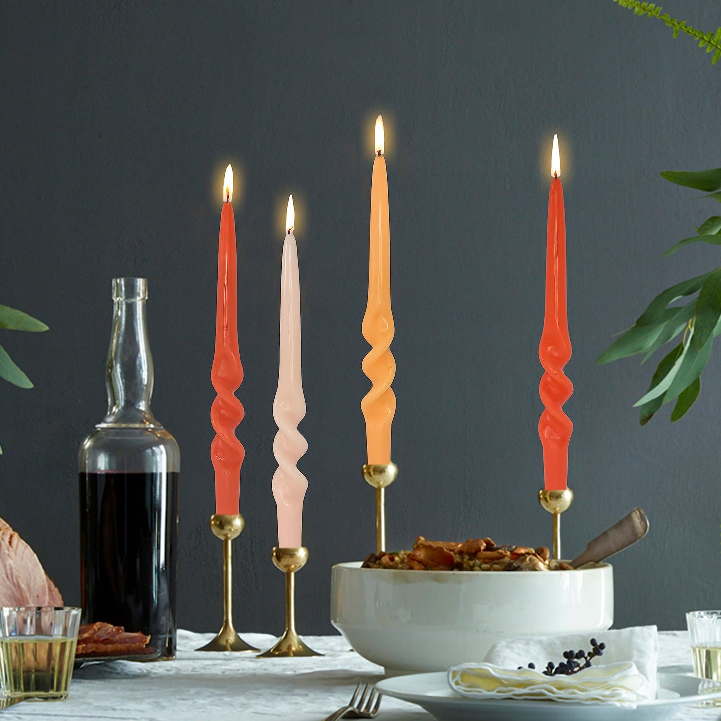 Spiral Taper Candles Twisted Candle Sticks Unscented Handmade Candles Gradient Orange Candlesticks Dinner Wax Candles for Home Decor Wedding Gatherings Relaxation Special Occasions Celebrations
