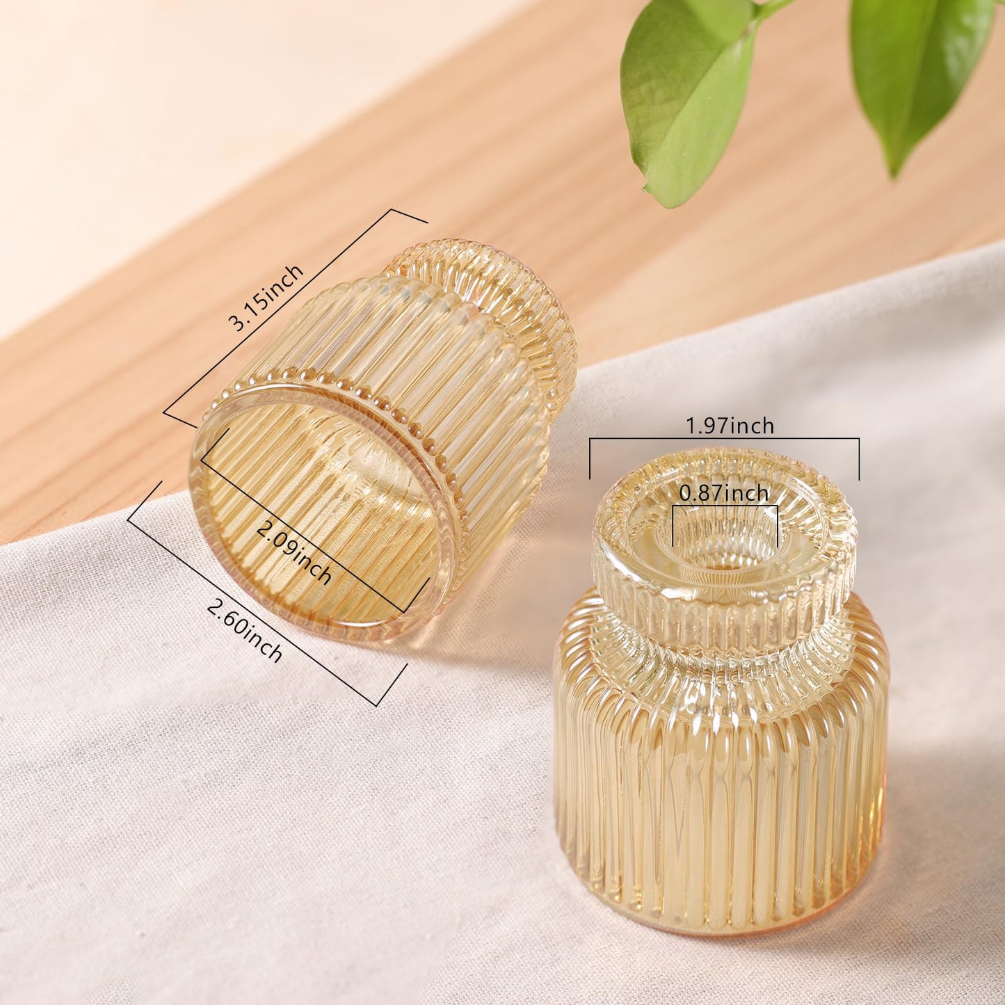 DARJEN 12 Pcs Glass Candlestick Holders- Gold Taper Candlestick Holders Tealight Votive Candle Holders for Table Centerpieces, Wedding, Dinner Party, Home Decor