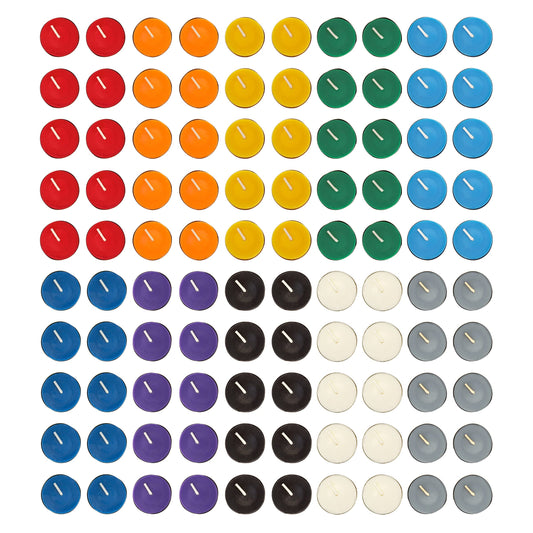 Mega Candles 100 pcs Unscented Assorted Colors Tea Lights Candles, Great for Casting Chimes, Chakra, Rituals, Spells, Vigil, Witchcraft, Wiccan Supplies, Magic, Enchantments, Vibrant Fun Colors
