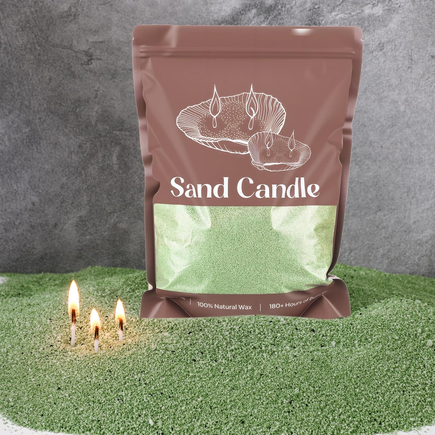 Nuanchu 3.3 lb Candle Sand DIY Pearled Candle Making Kit Included 20 Pcs Wicks and Refillable Beaded Wax Sand Beaded Wax Gift with Wicks Self Extinguish for Home Wedding Party(Green)