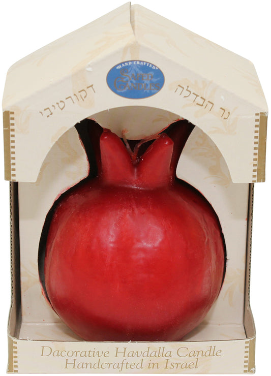 Majestic Giftware SC-RMPL Pomegranate Shape Safed Pillar Scented Havdalah Candle, 3-Inch X 6-Inch , Red