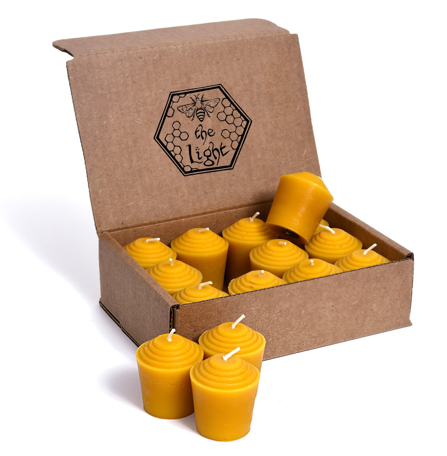 100% Pure Beeswax Votive Candles - USA-Sourced Handmade Votives for Home, Christmas, and Advent, Smokeless Unscented 12 Candle Set with Natural Honey Aroma, 1.96 x 1.77 Inches, by BeeTheLight