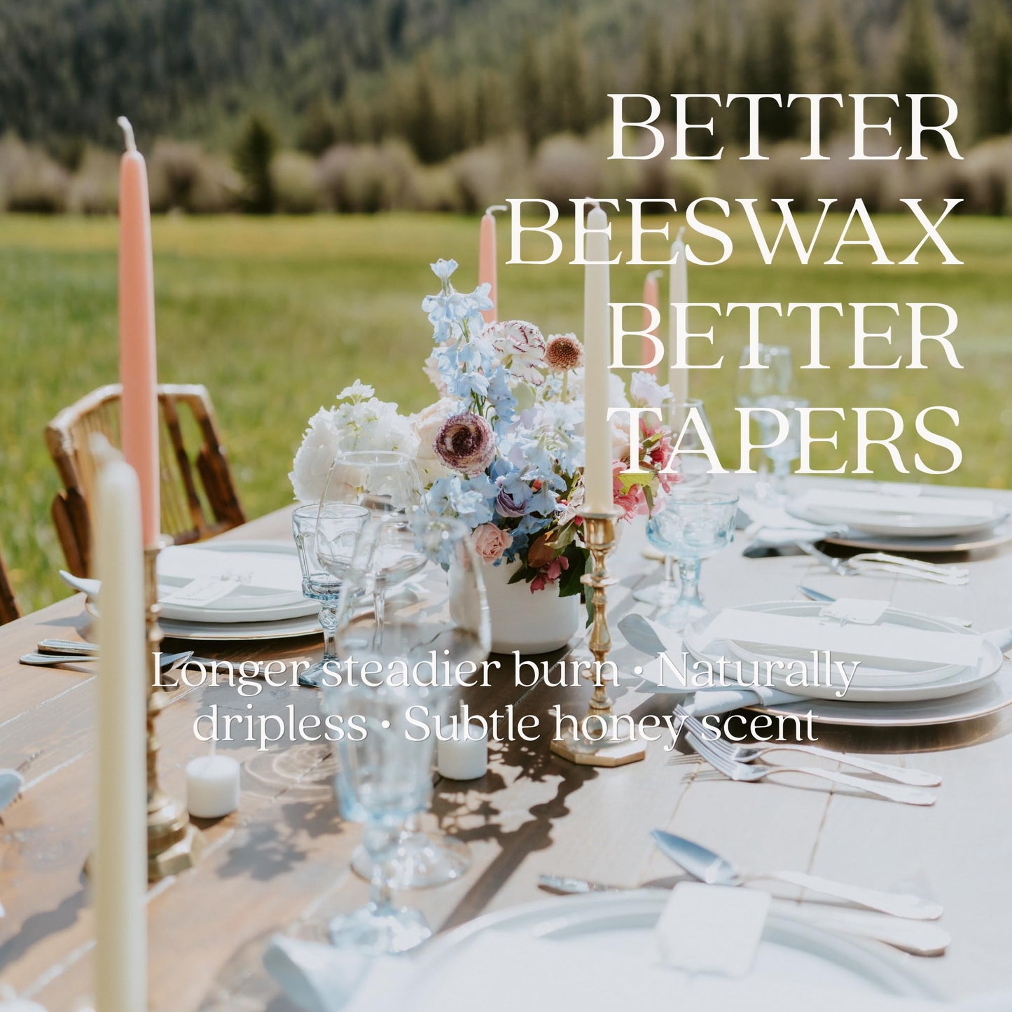 Bluecorn Beeswax Taper Candles, 100% Pure Natural Bees Wax, Pair of 8 Inch Ivory White Tapered Candlesticks, Clean Burning & Dripless, Fragrance Free, Long Lasting, Home Decor, American Made, 1 Count