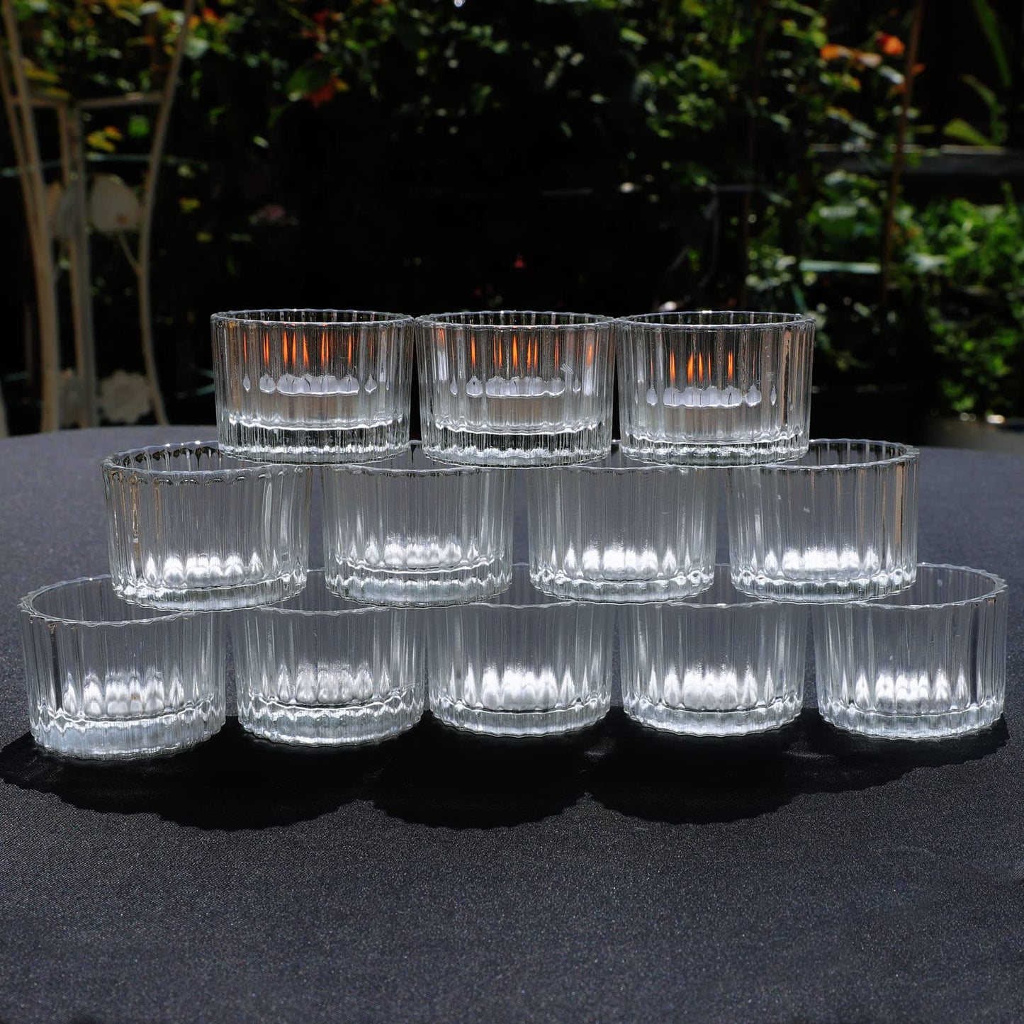 VOHO Clear Tealight Candle Holder Set of 12, Glass Tealight Candle Holders for Wedding Party, Tea Light Candles Holder Bulk for Home Decor(2'' x 1.4'', Clear)