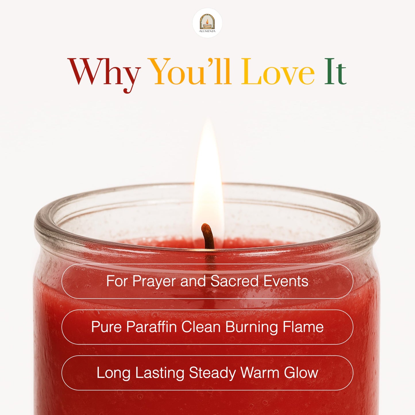 Alumenza 7 Day Candle in Glass Jar – Clean Burning Unscented – Large & Tall Devotional Prayer Pillar Candles for Home, Memorial, Rituals, Spells, Baptisms, Long Lasting (7 Color, Pack of 6)