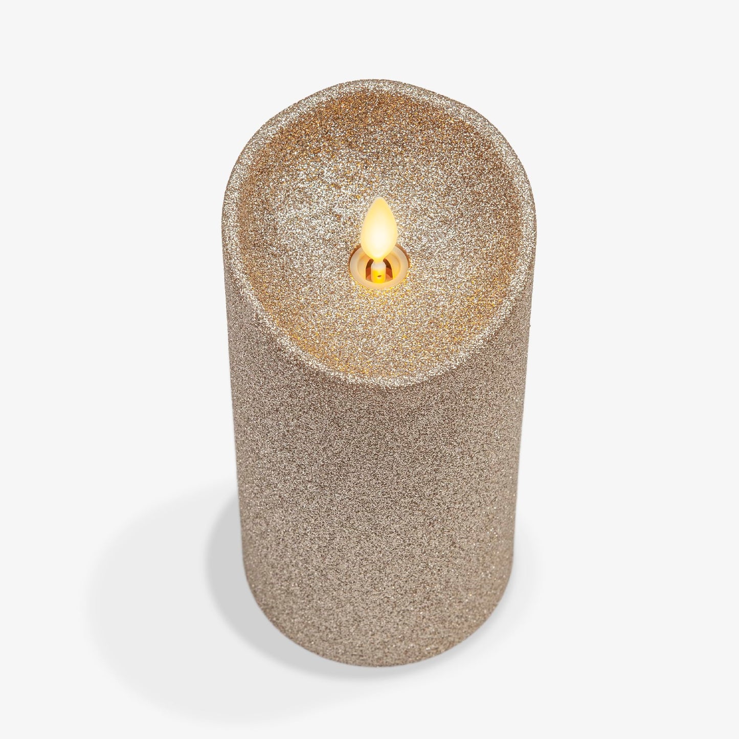 Luminara Glitter Flameless Candle Pillar (Champagne, 3.5" x 7")