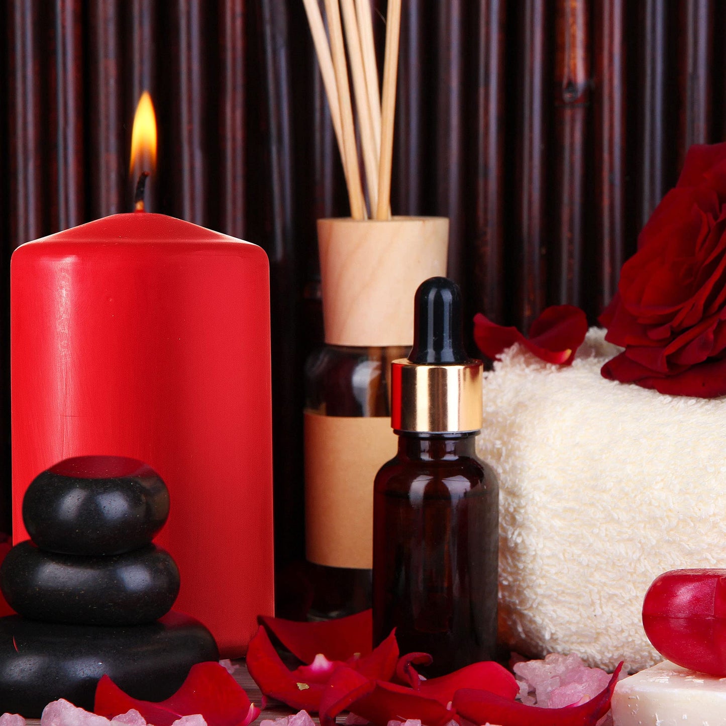 SPAAS Set of 6 Red Pillar Candles - 2.3x4 Inch Unscented Pillar Candles | Decorative Home Decor, Emergency, Memorial, Vigil, Weddings, Parties