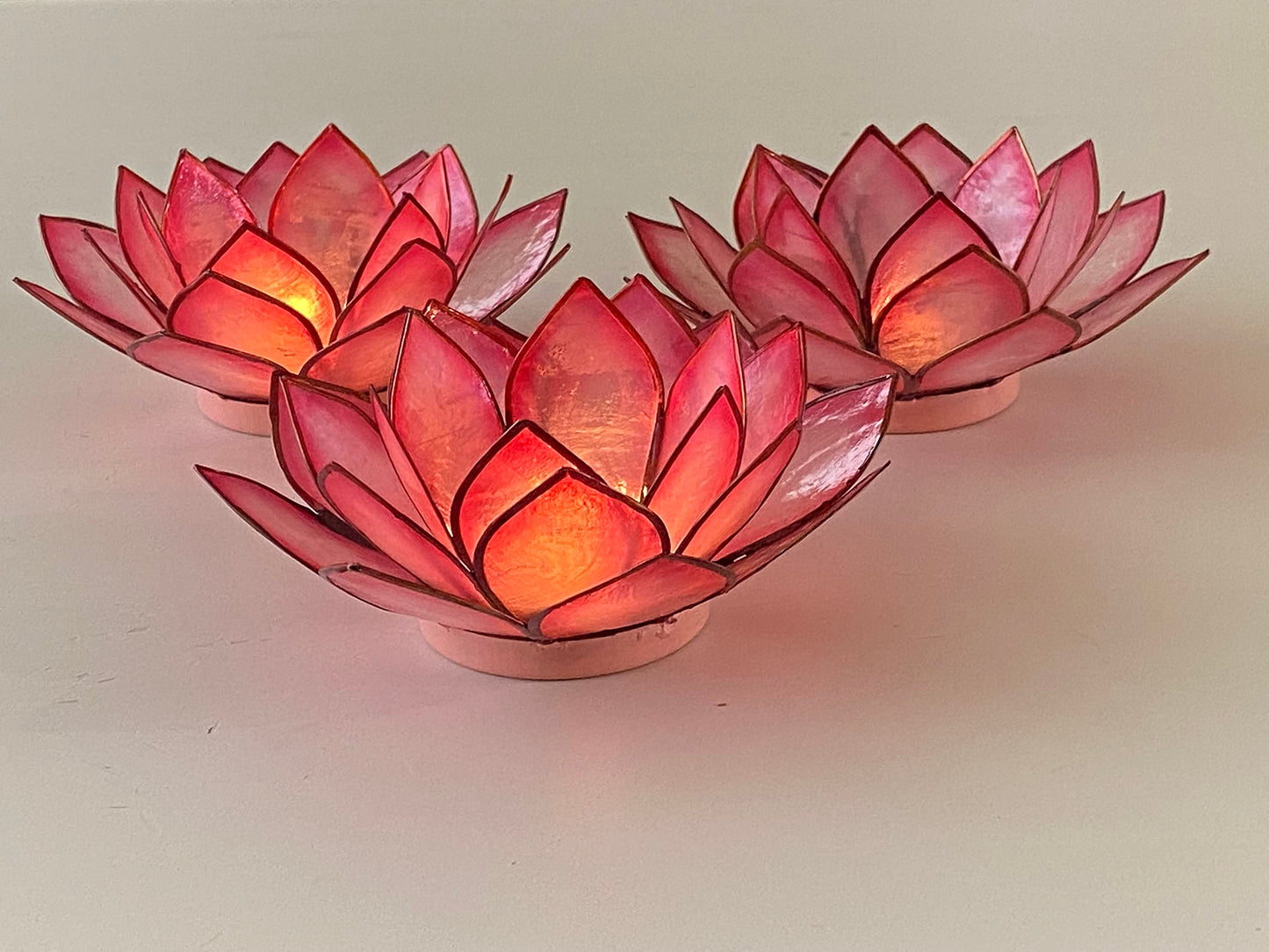 Om Gallery Capiz Shell Lotus Flower Decor Tealight Candle Holder for Serene Ambiance - Handmade Decorative Candle Holders for Meditation, Yoga, and Relaxation, Flamingo