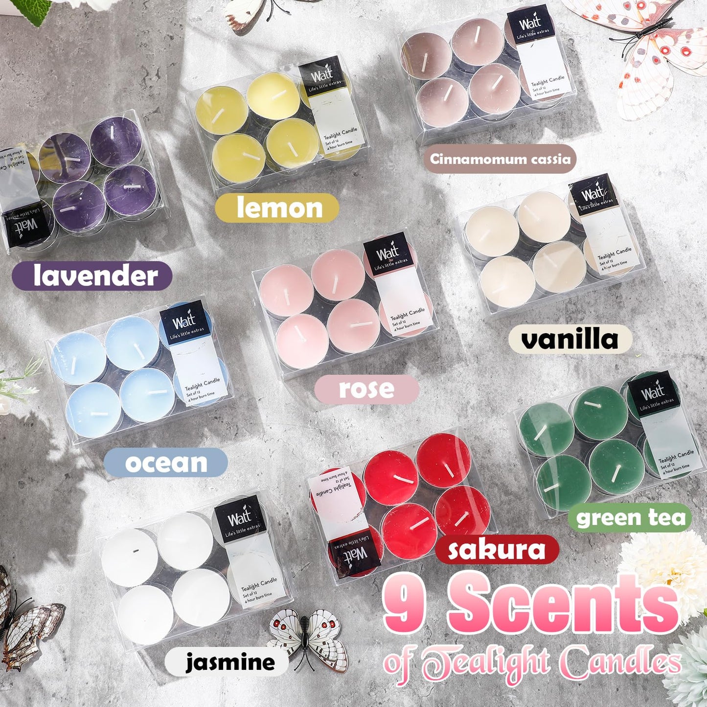 Huquary 108 Pcs Scented Tea Lights Candles Mini Scented Tealight Candles Bulk for Burning Approximately 4 Hours Time(Mix)
