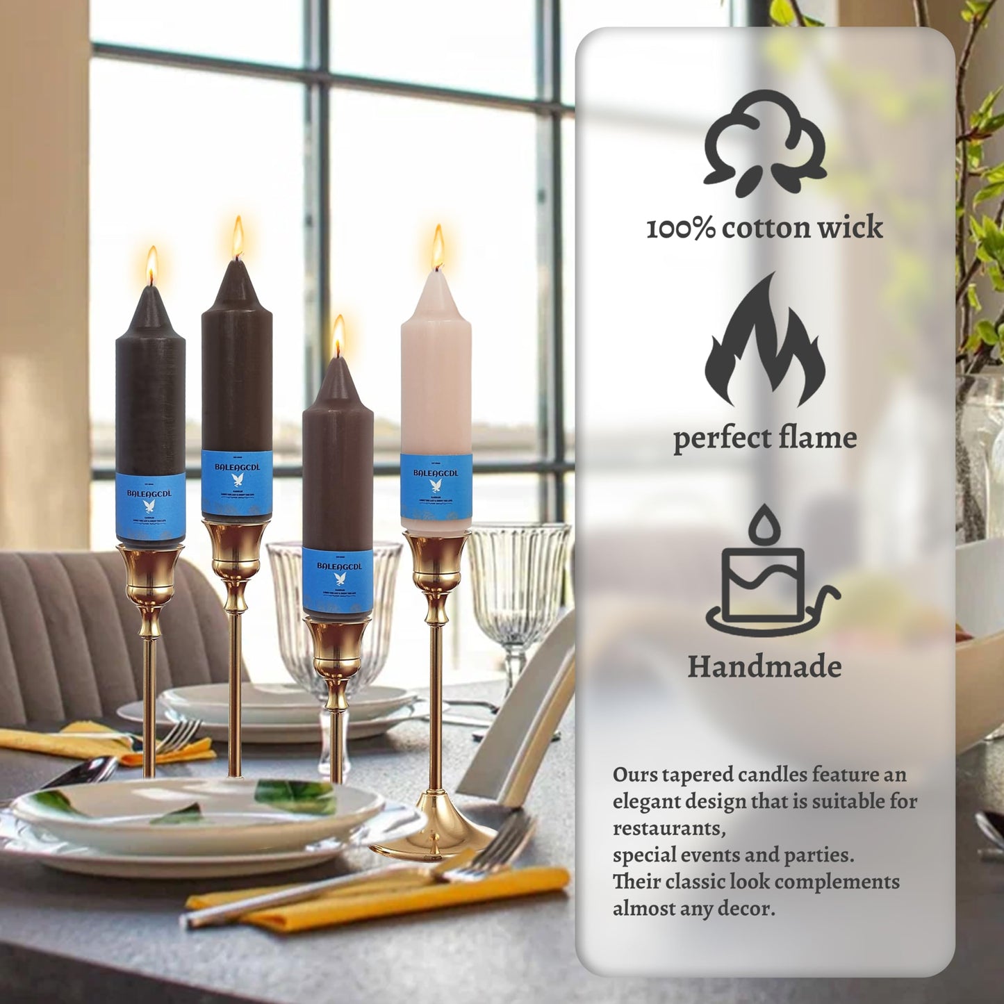 Handmade Unscented Twisted Gradient Brown Taper Candles Long Lasting Smokeless Smooth Flame Candles 5 Inch Tall Elegant Candlesticks for Home Décor