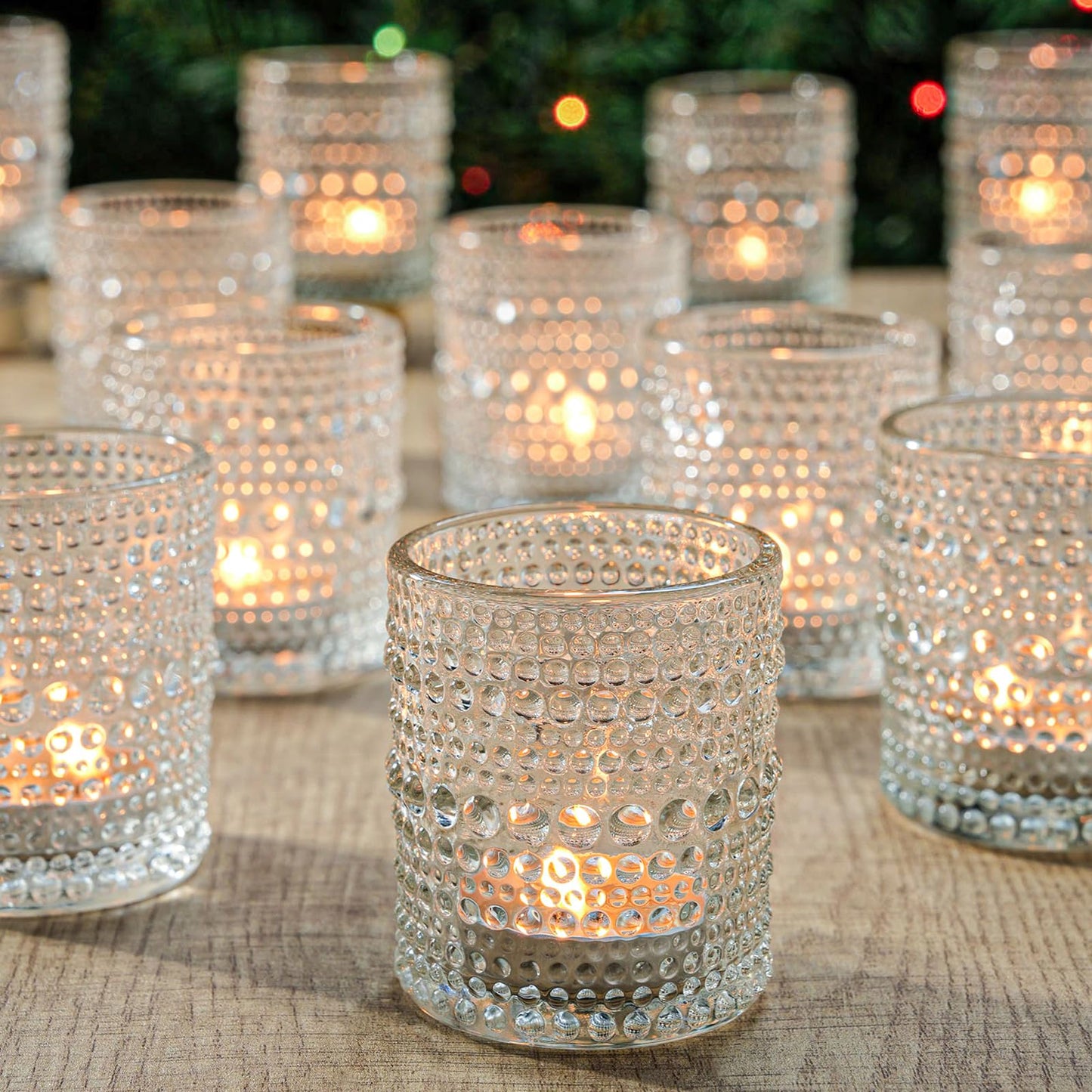 TRIRITE 36 Pcs Clear Votive Candle Holders for Wedding, 2x2.5 Elegant Tealight Candle Holder, Vintage Tea Light Holders for Bridal Shower & Table Centerpieces