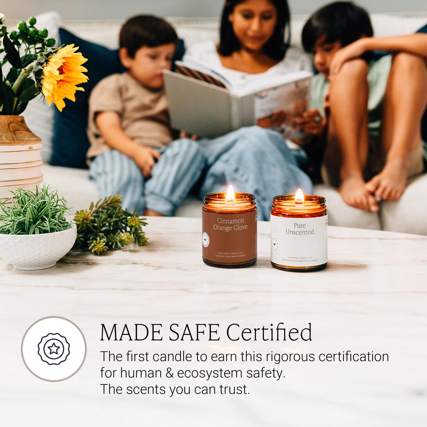 Fontana Candle Co Wood Wick Beeswax Jar Candle, Cinnamon Orange Clove – Made Safe with Coconut Oil & Pure Essential Oils – 35+ Hrs Clean Burn, Long Lasting and Non-Toxic Candles for Home & Room Decor