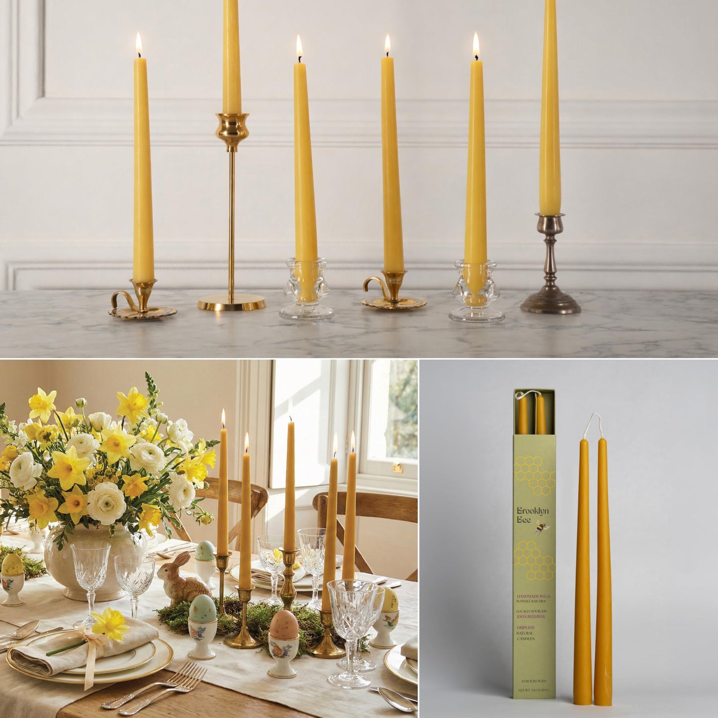 Premium 100% Pure Beeswax Taper Candles – Handmade in USA – Dripless, Non Toxic, 10+ Hour Burn – 11.5 in (Set of 2) – Made with Locally Sourced Beeswax