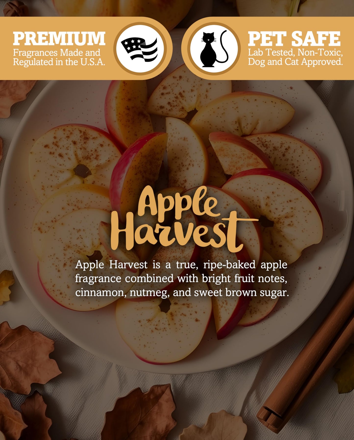 Shortie's Candle Company Apple Harvest Natural Soy Wax Melts 3 Pack - 3 Highly Scented 3 Oz. Bars - Made with 100% Soy and Essential Fragrance Oils - Phthalate & Paraffin Free, Vegan, Non-Toxic