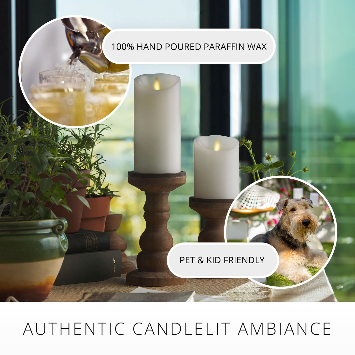 Luminara - Flameless LED Battery Operated Flickering Pillar Candles - White - Pack of 1-3x6.5 - Realistic Moving Flame Real Wax Indoor/Outdoor Decor