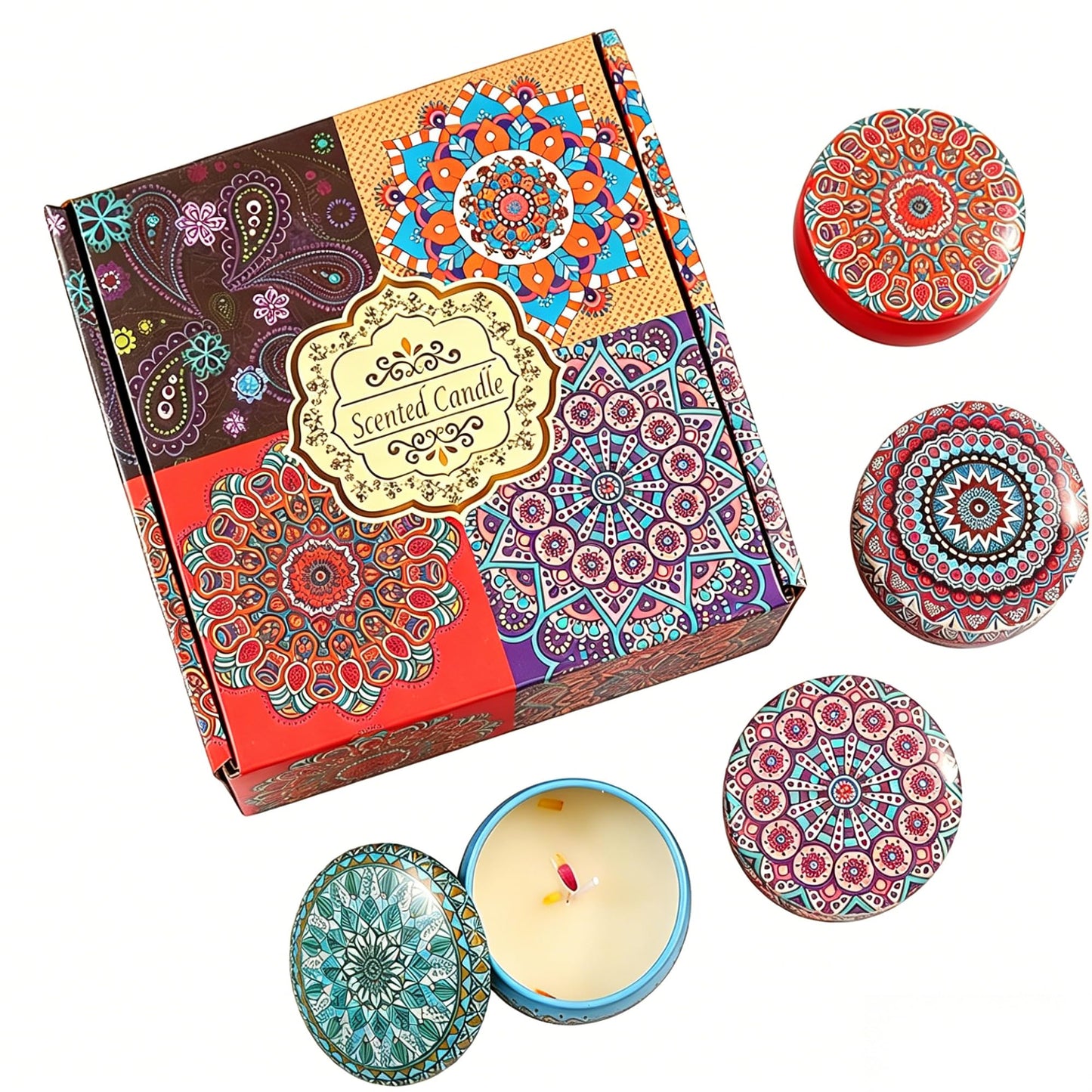 Mothers Day Gifts Scented Candle Gift Set Soy Candles for Home Scented, Vacation, Relaxation & Spa Birthday Gift for Women MOM (Daily Gifts, 4)