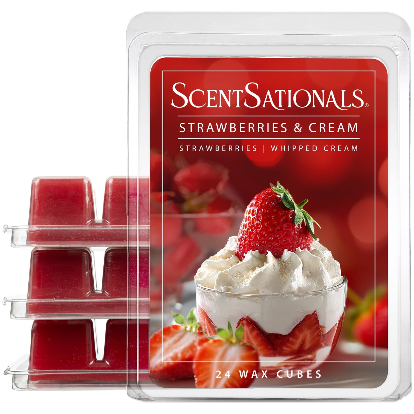 ScentSationals Strawberries & Cream Scented Wax Melts - Strawberry & Whipped Cream, 10oz (24 Cubes)