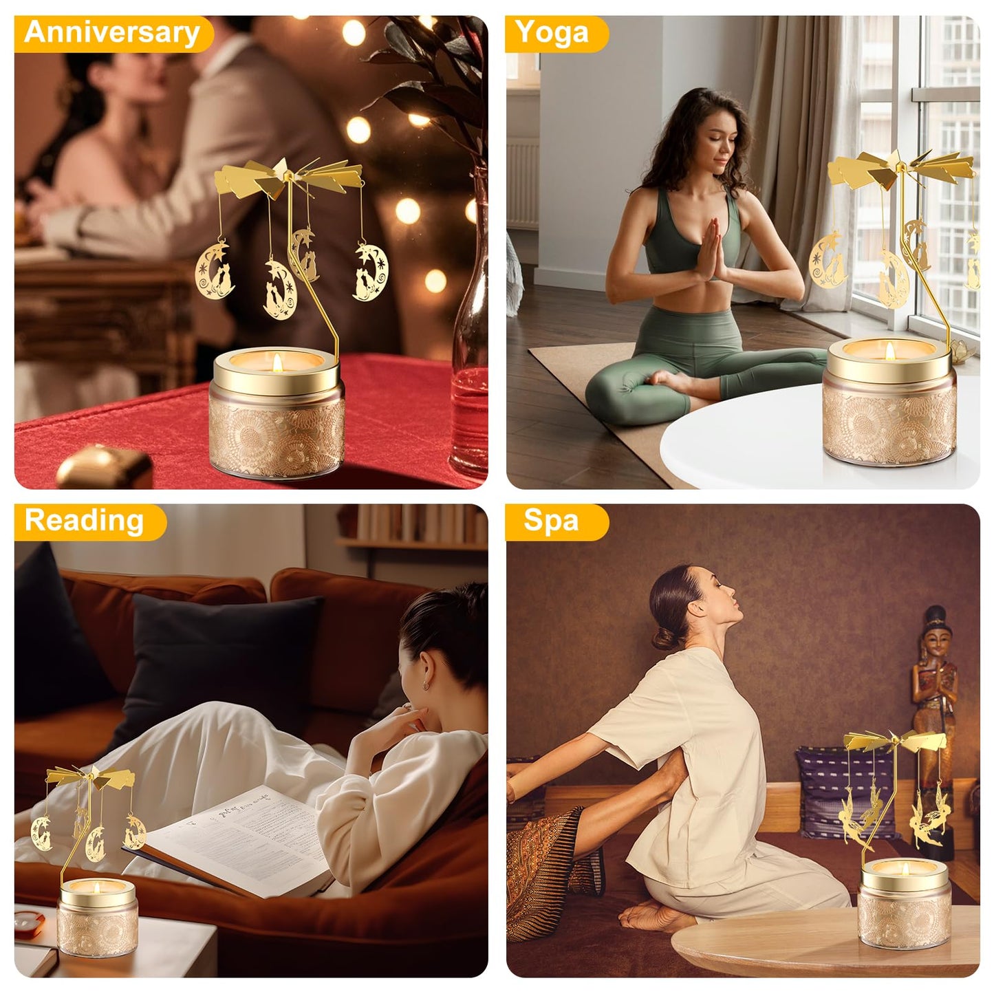 Rotatable Osmanthus Flower Scented Candle, Gifts for Women, Single-Wick with 20 Hours of Burn Time, Ideal for Creating Relaxing Ambience & Holiday Gifting (Angel)