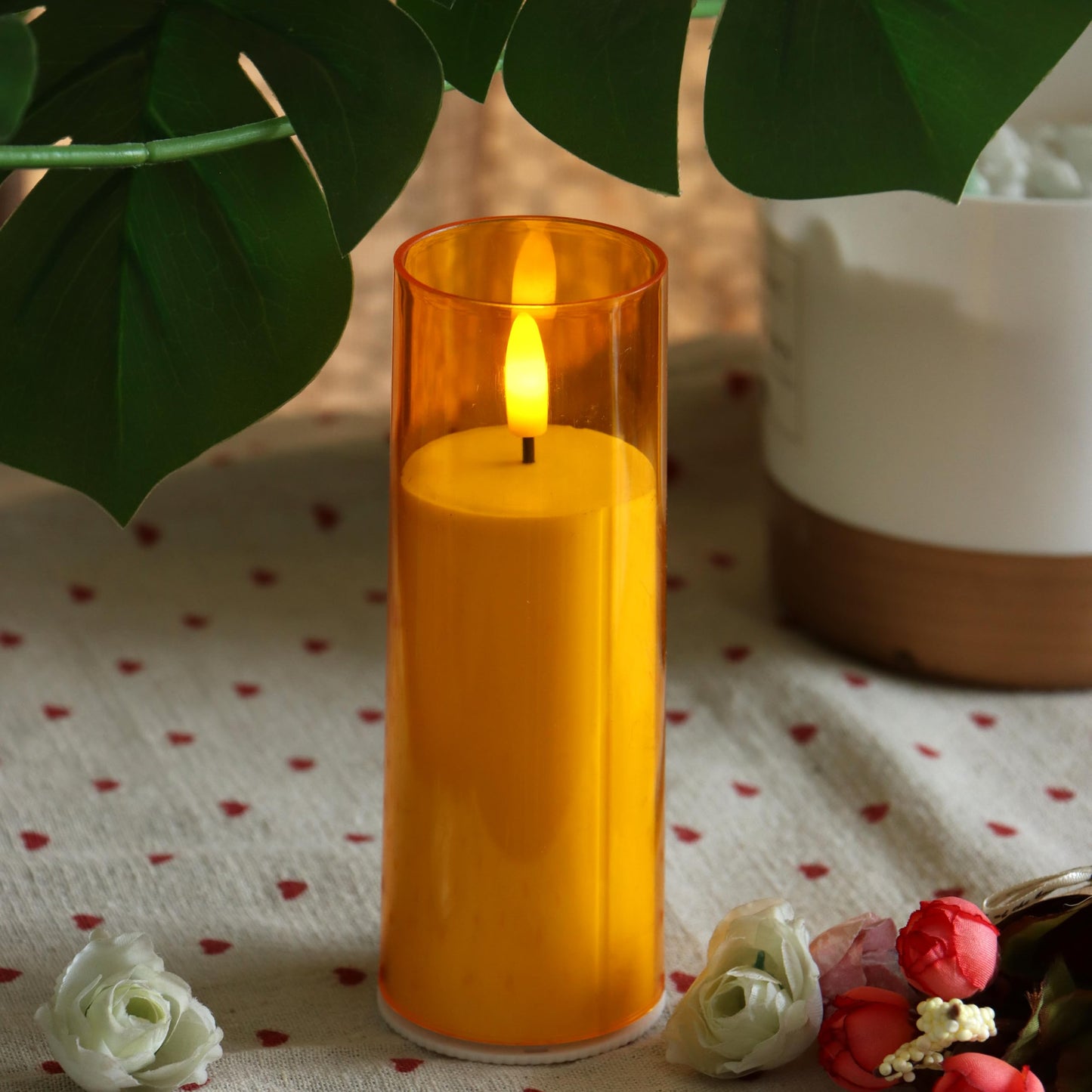 CANDLE CHOICE Indoor Outdoor Flameless Candles with Timer Waterproof Realistic Flickering Battery Operated Pillar LED Lights with Acrylic Shell Wedding Party Christmas Decorations 6 Pack 2”x6” Gold