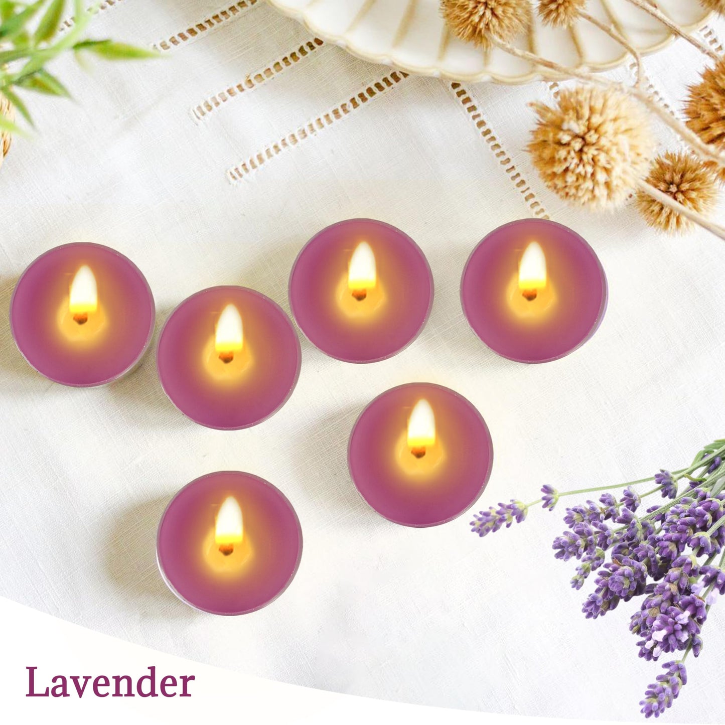 Lavender Scented Tealight Candles - Natural Soy Wax Candles with Essential Oils, Home Decor and Aromatherapy, Perfect for Home Use and Gifting
