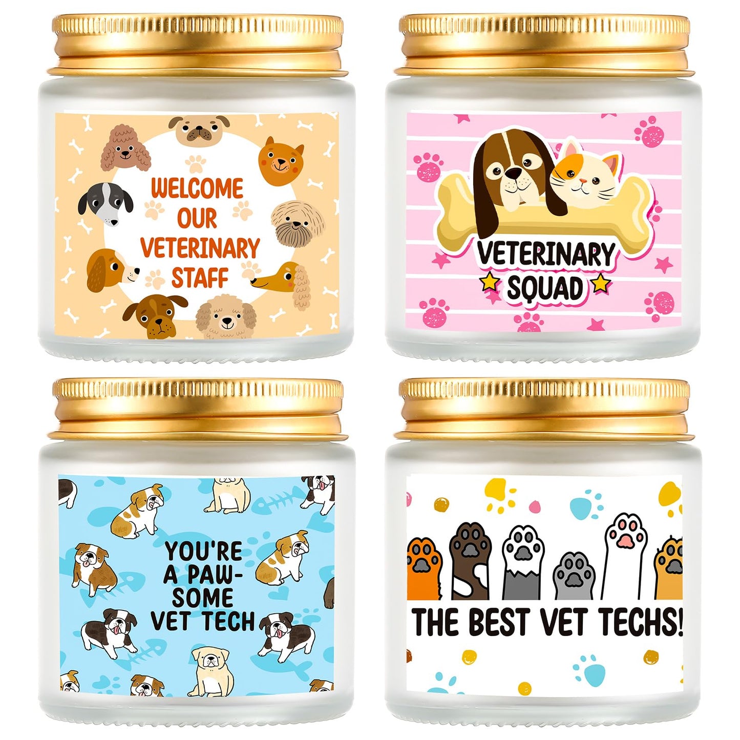 Conelist 4 Pcs Vet Receptionist Week Gifts Veterinarian Scented Candles 3.5oz Thank You Gift for World Veterinary Day, Veterinarian, Animal Doctor, Receptionist, Birthday Gifts for Women Men