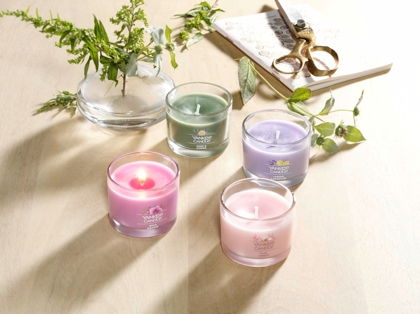 Yankee Candle Mini Jar Scented Candles, Small Single Wick Candle Set, Soy Wax Blend, Vanilla Cupcake, Lilac Blossoms, Coconut Beach, Pink Sands (Sweet Serenity Variety Pack)