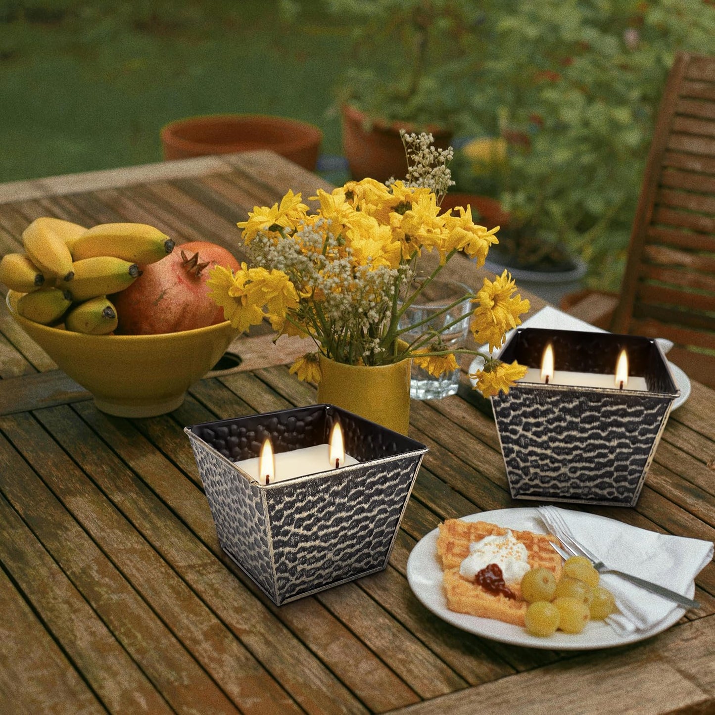 2Pcs Citronella Candles Outdoor Indoor-Large 12oz Scented 50H Long Lasting Summer Candle Bulk for Home Decor, Garden,Party,Backyard & Camping(2-Wick)