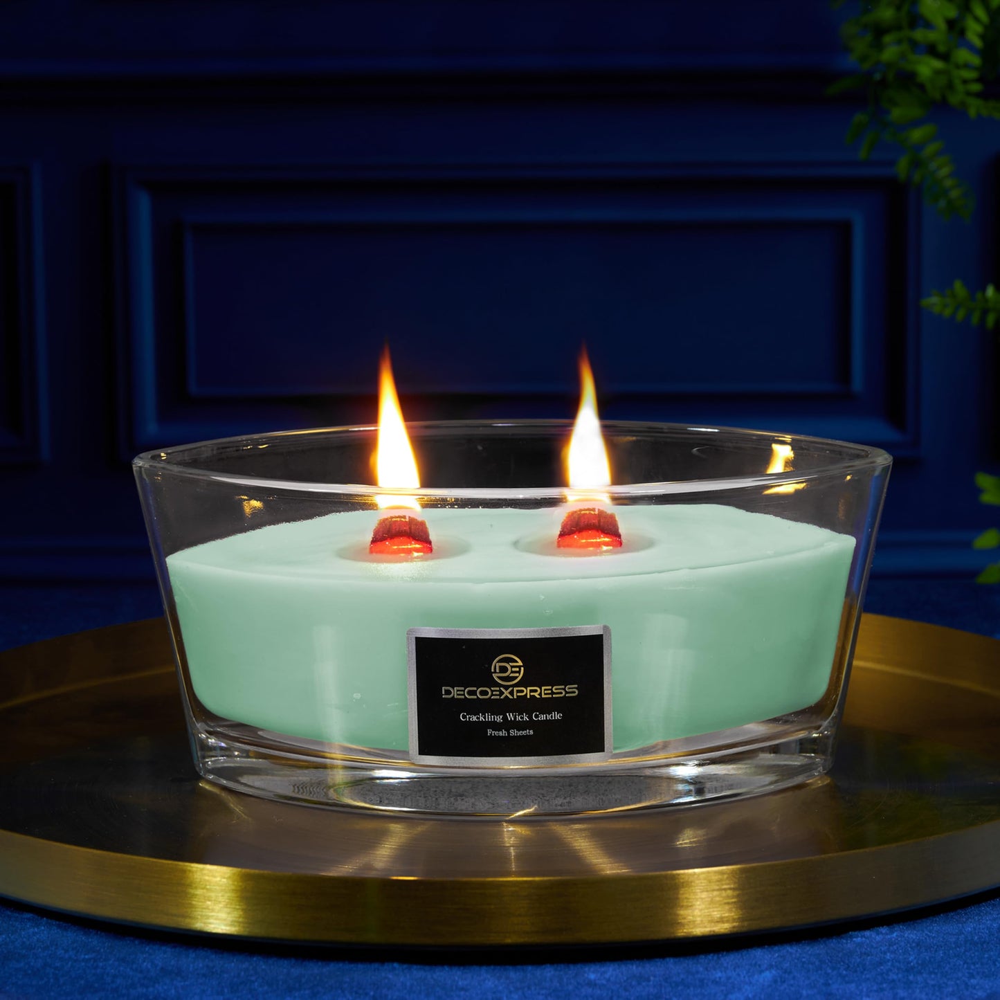 DECO EXPRESS Scented Candles, Crackle Double Wick Candles, Long 50 Hours Burn Time, Home Decor & Gift Ideas (Fresh Sheets)