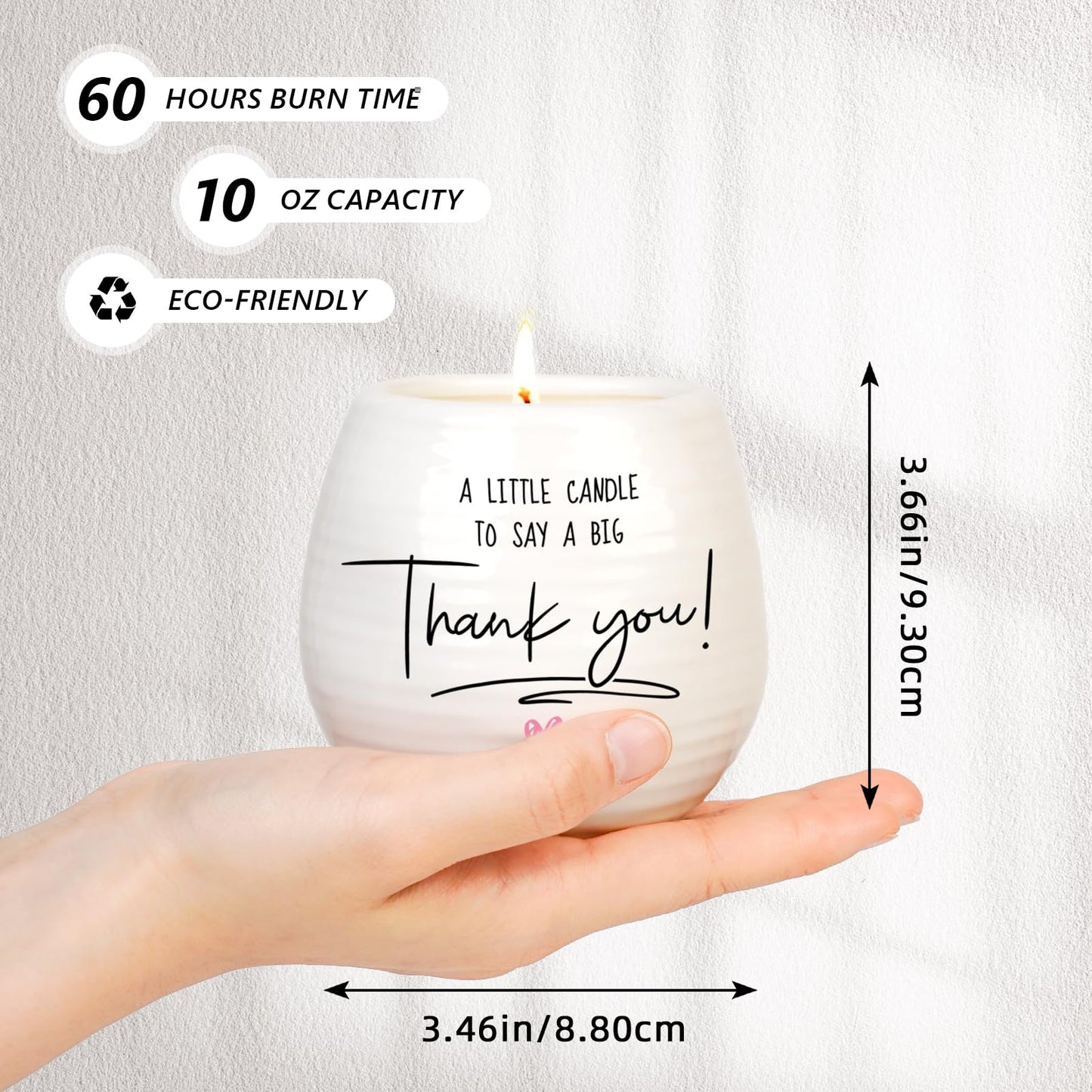 Thank You Gifts for Women Men, 10 Oz Handmade Ceramic Lavender Scented Candle, Hostess Gifts for Women, Thank You Candle, Appreciation Gift for Women Teacher Nurse Doctor Friends Coworkers Employee