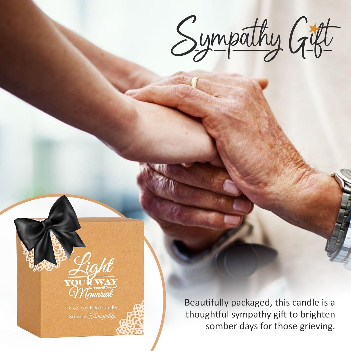 Pavilion Gift Company - 'In Memory, Light Remains' 19176 - White Ceramic Candle with Soy Wax in a Delicate Jasmine Scent, Thoughtful Sympathy, Remembrance, and Condolence Gift - 8 Ounces