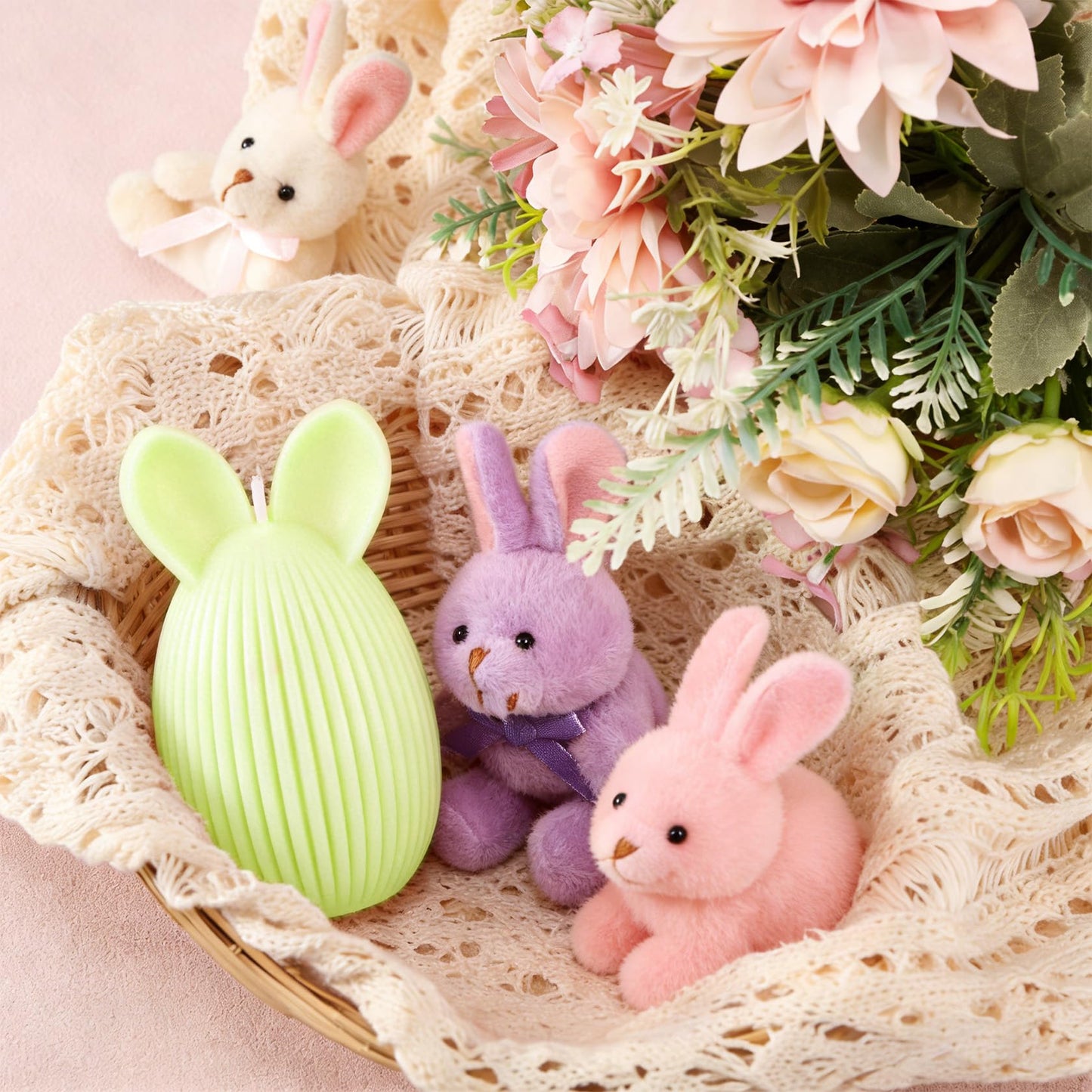 Fieldspark Easter Bunny Candles Green Set, 2.5'' x 4.5'' Flower & Fruit Scented Candles, Cute Rabbit Shaped Easter Gifts for Kids, Home Decor, Spring Celebration, 2 Pcs