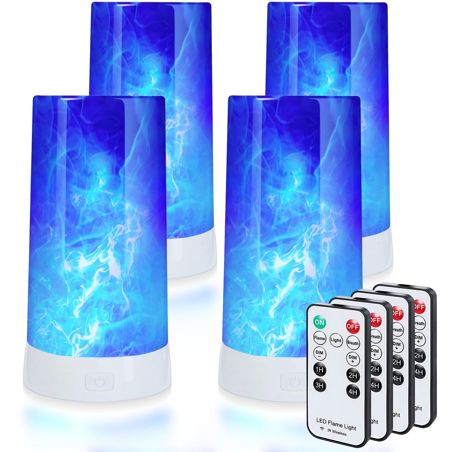 Kitmose 4X LED Flame Effect Light , USB Rechargeable 4 Modes Flickering Flame Candle Lantern with Remote Timer Gravity Sensing Effect Magnetic Base Waterproof Dimmable Outdoor Hanging Lamps Camping