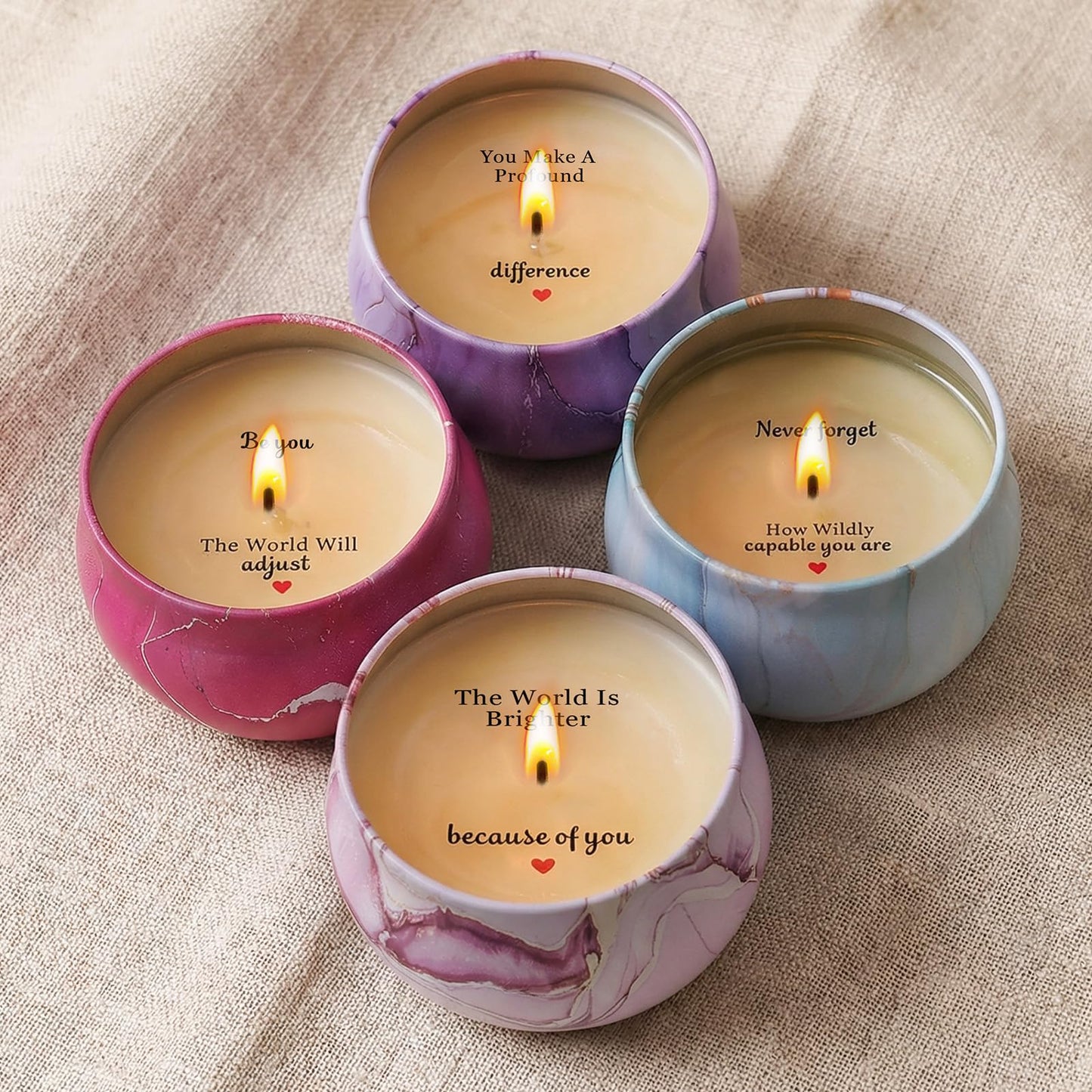 Scented Candles Gift Set for Women with Sayings, 4 Pack Aromatherapy Candles with Four Scents, Birthday Mothers Day Inspirational Gifts for Women, 120H Long Lasting Burn 17.6 Oz