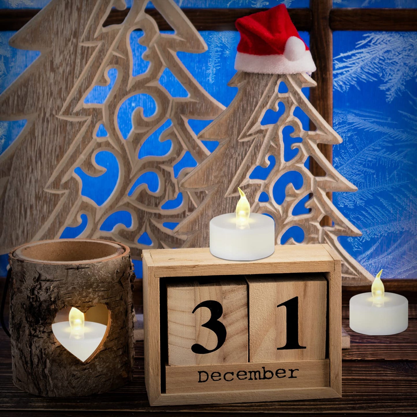 redfruit Flameless Tealight Candles: Battery - Powered Tea Light Candles,Bright Flickering Holiday Gift LED Electric Tealights Candles,for Seasonal & Festival Celebration. (50 Pack Warm White)