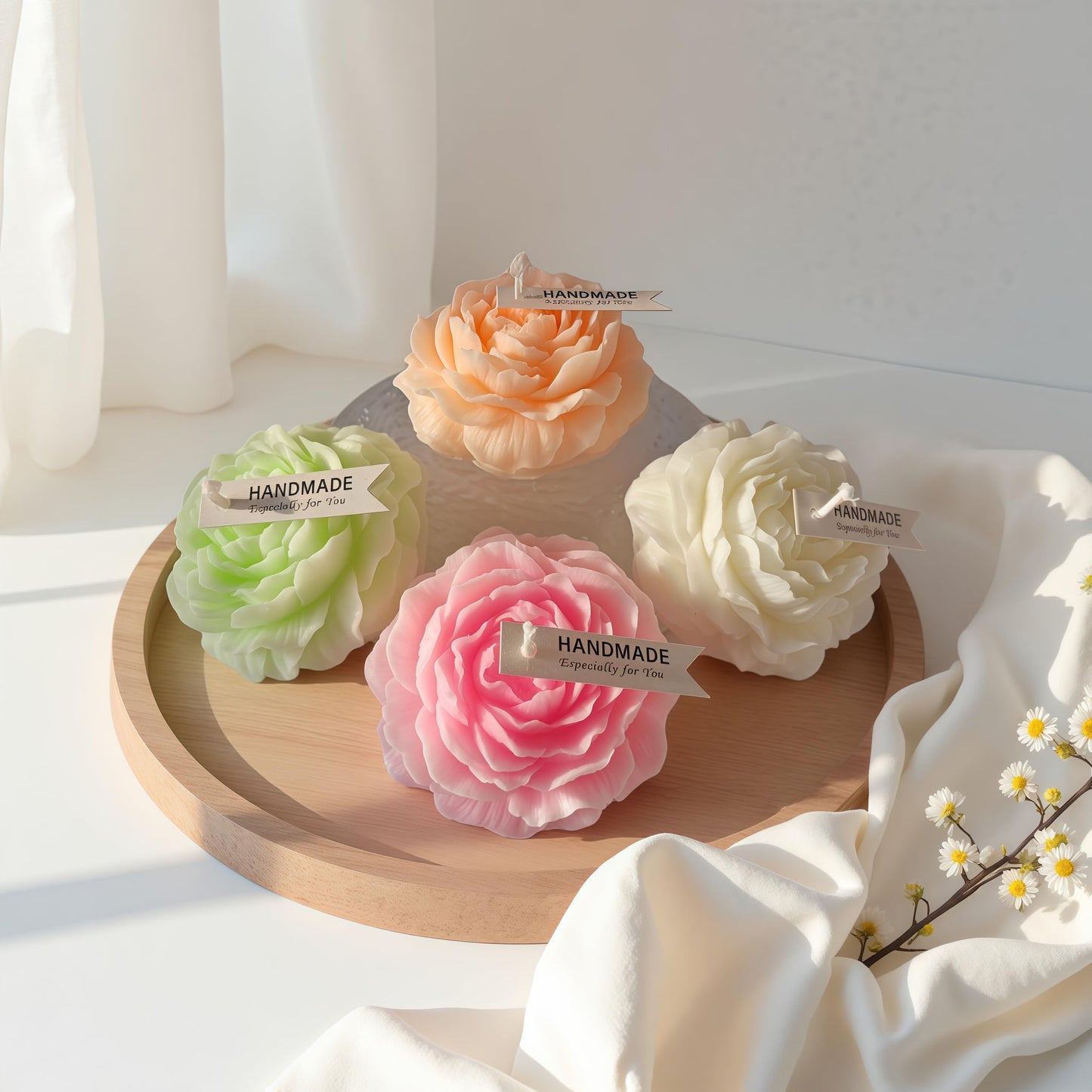 4 Pcs Low Temperature Candles for Wax Play Low Heat Body Safe Drip Candles Set, Flower Shaped Scented for Couples