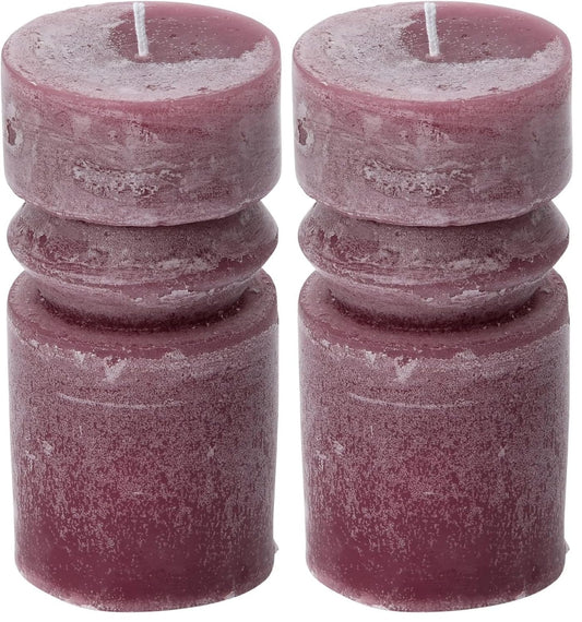 Creative Co-Op Unscented Totem Pillar, Pinot Candles, 3" L x 3" W x 6" H, Purple (Pack of 2)