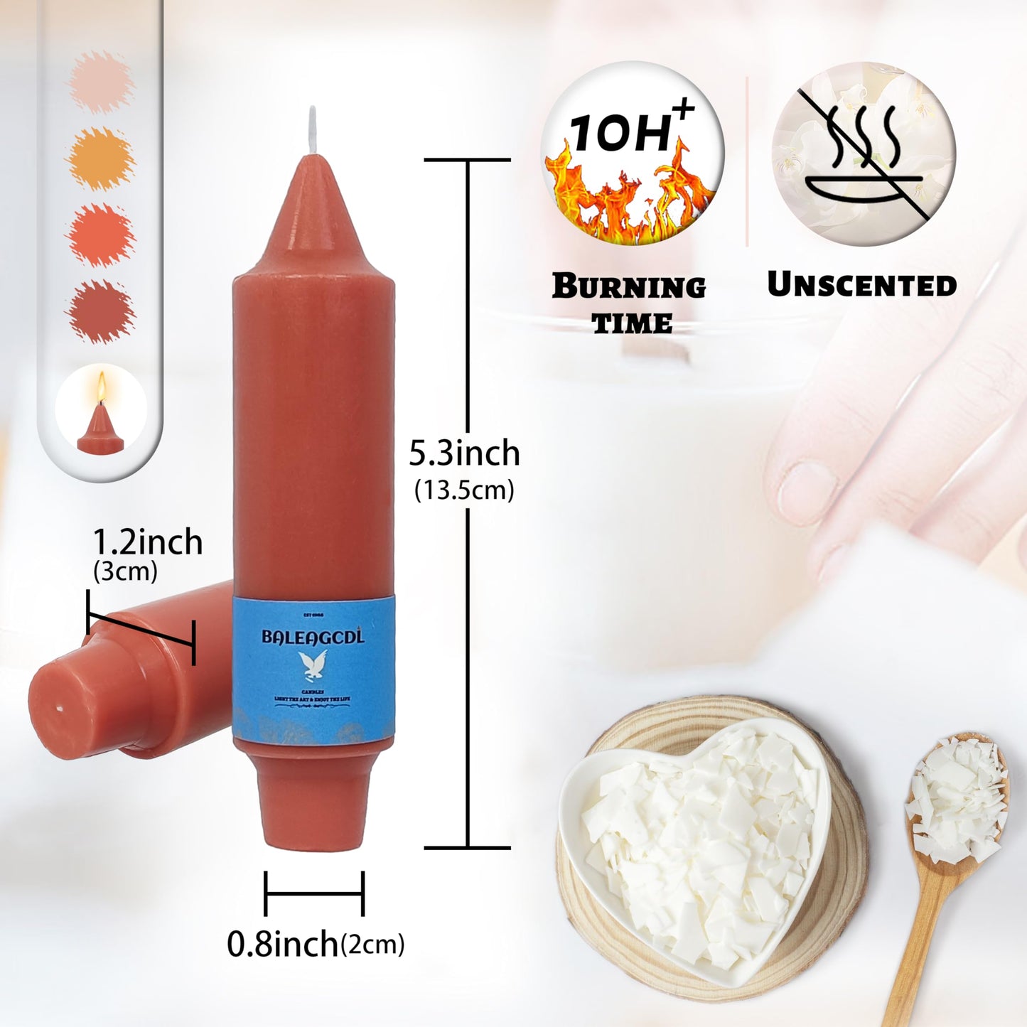Handmade Unscented Twisted Gradient Orange Taper Candles Long Lasting Smokeless Smooth Flame Candles 5 Inch Tall Elegant Candlesticks for Home Décor