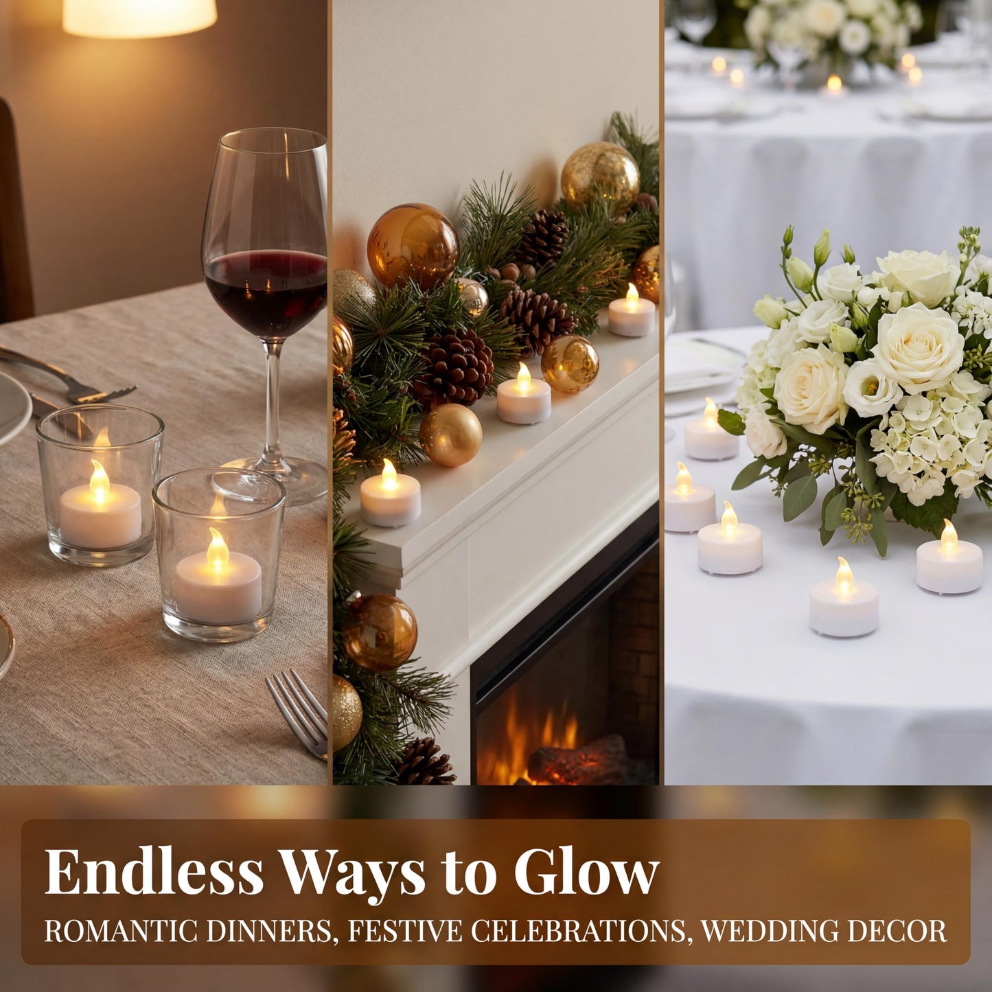 Tea Lights Flameless Battery Operated Candles-50 Pack LED Electric Flickering Votive Candle Long Lasting 200 Hours, Realistic and Bright for Seasonal Festive Celebrations Decoration Warm White