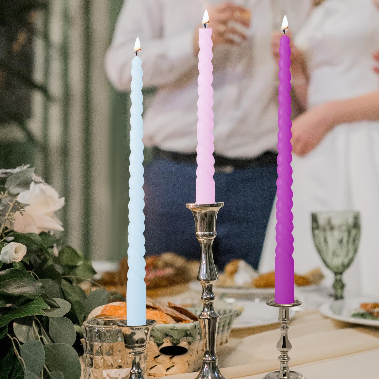6pcs Colorful Spiral Candles, 12 Inch 6 Colors Dripless Twisted Candlesticks, Long Unscented Candle Sticks, 8-10 Buring Time for Wedding Displays Home Dining Table Supplies