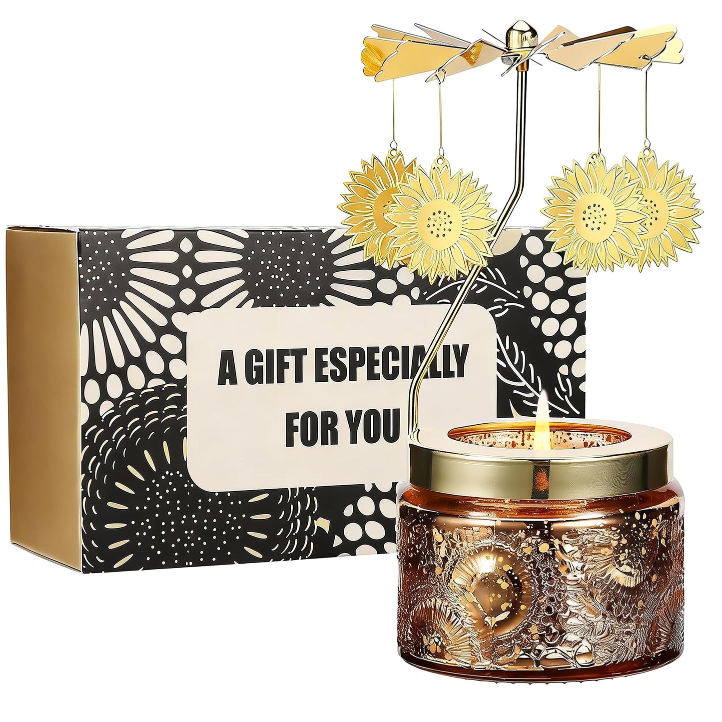 Candle Gifts for Women, Birthday Gifts for Mom Daughter Sister Wife, Unique Sunflower Gift for Friends Women, Rotatable Scented Candles Gift for Christmas Anniversary Mothers Day (Sunflower)