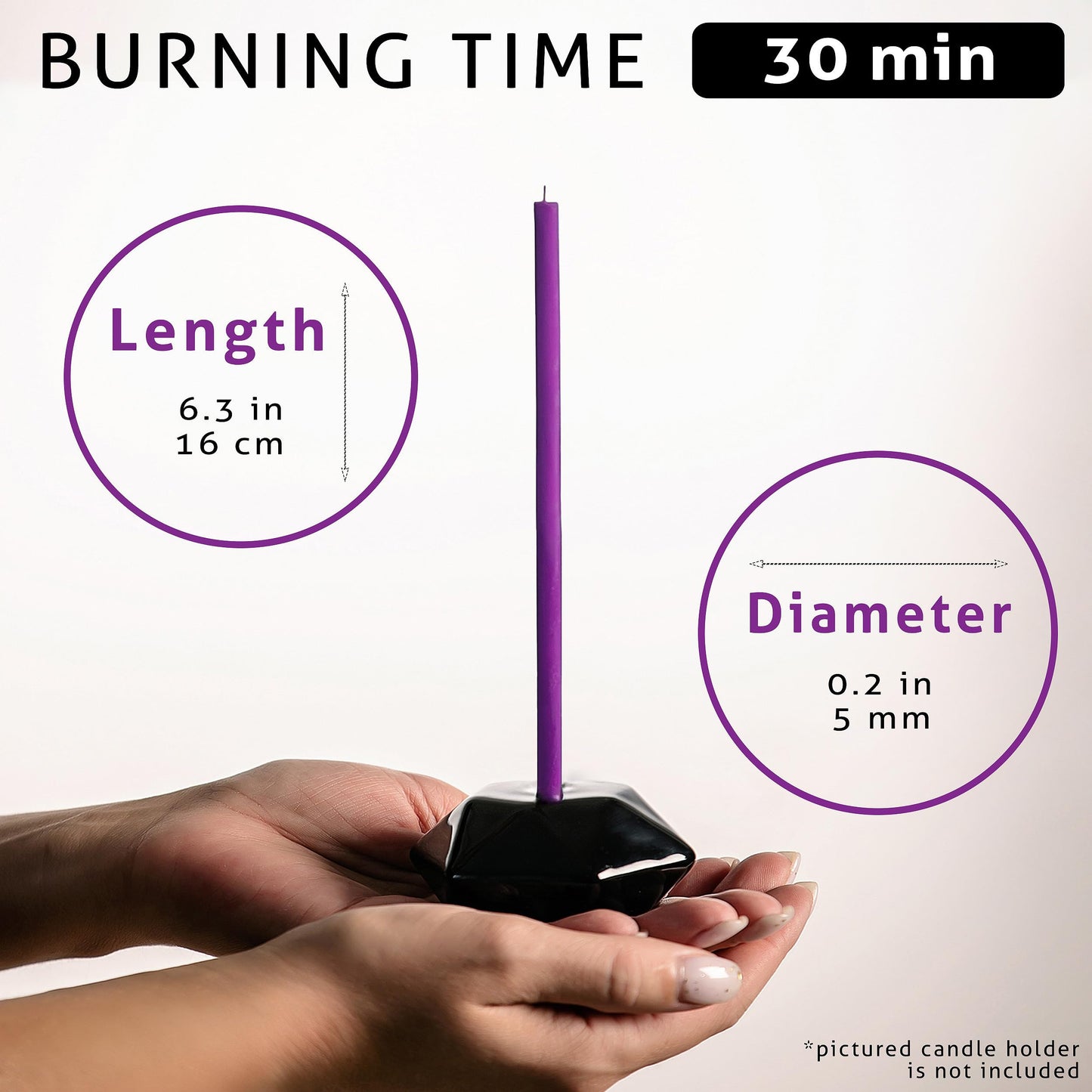 Danilovo Thin Taper Beeswax Candles - No-Drip, Smoke-Less, Tall, Decorative, Honey Scented Candles Ideal for Church Prayer, Rituals, Decor or Birthday – 6.3”x0.2” (Purple, 100pcs)