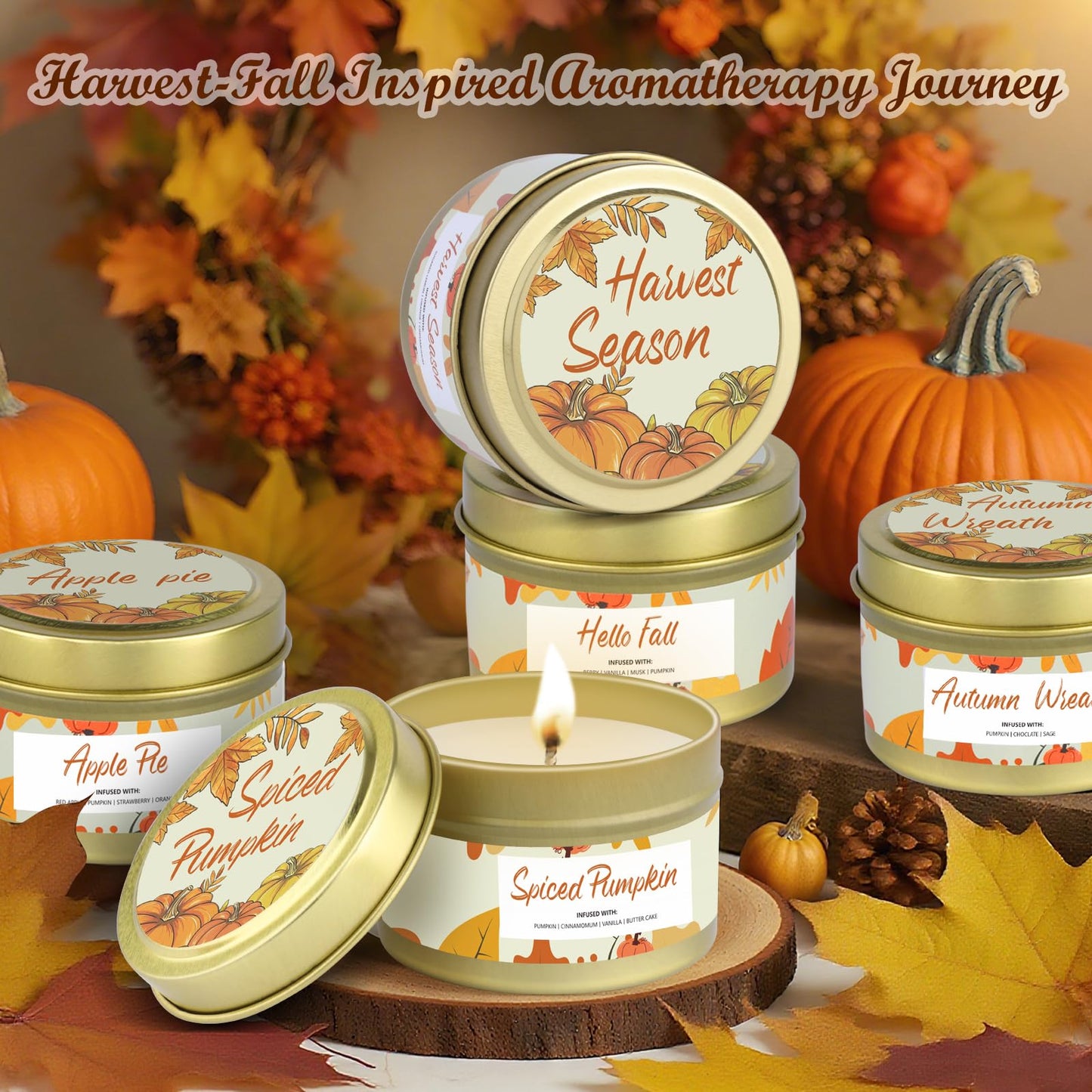 Birthday Mother Day Candle Gifts,Small Fall Candles 6 Pack,Pumpkin Candle for Home Scented, Mother Day Present,Berry,Spiced Apple Pie,Autumn Breeze,Cinnamon,Fall Candle Set for Women Wife Mom Mother