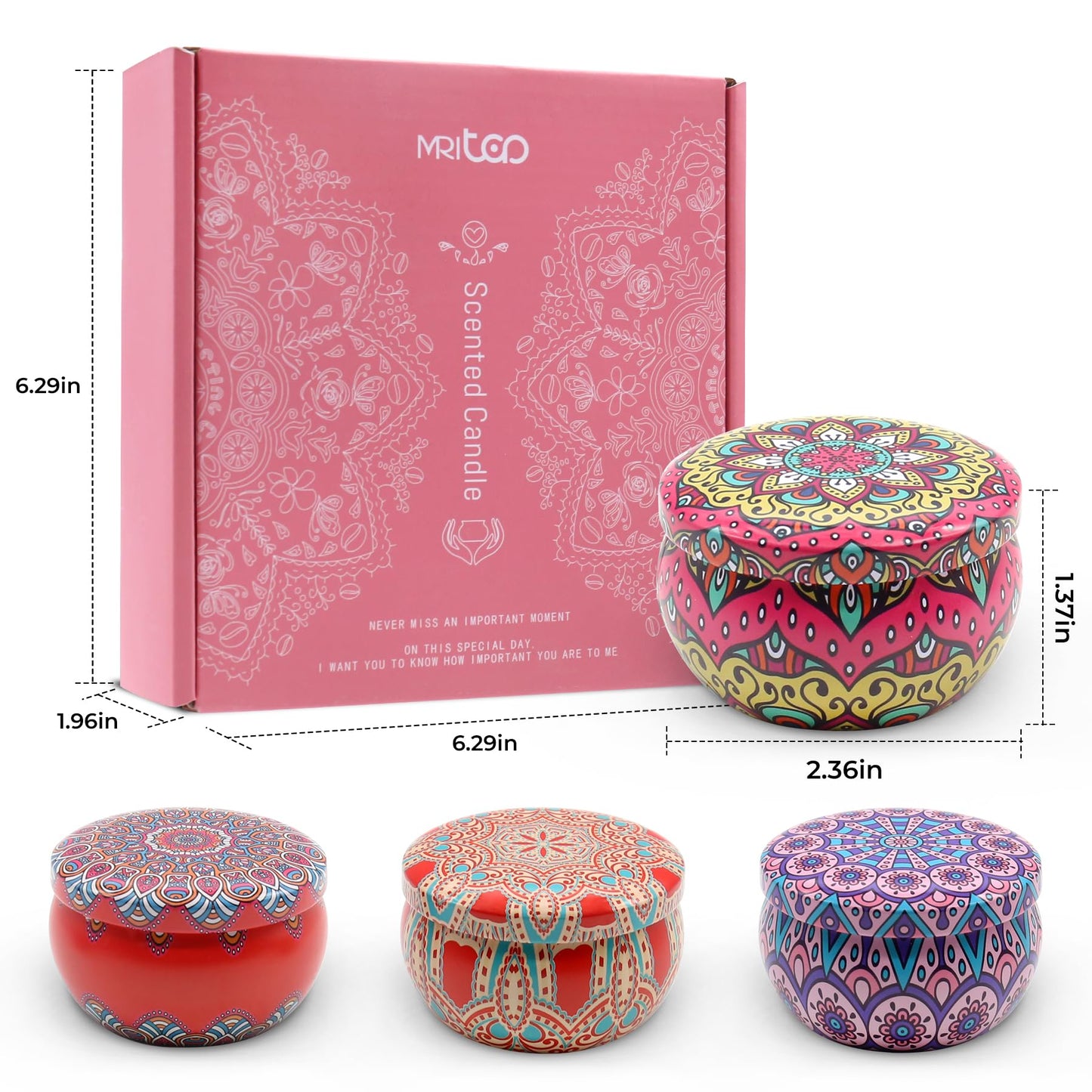Scented Candles Gift Set for Women 4 Pack Soy Wax Candles with Dried Flowers Reusable Tin Aromatherapy Relaxation Gift for Birthday Mothers Day Valentines Day