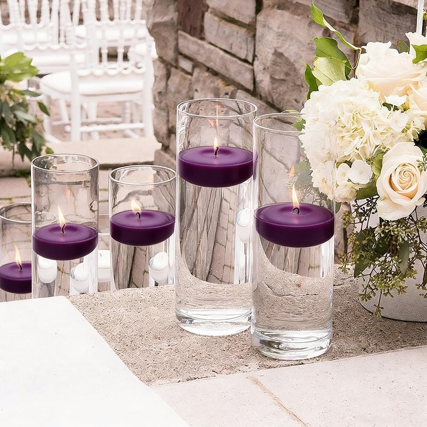 Purple Floating Candles 3 Inch 12 Pack – Paraffin Wax Floating Candle for Weddings, Parties, Worship, Spa & Memorial Décor – Clean Burning & Long Lasting