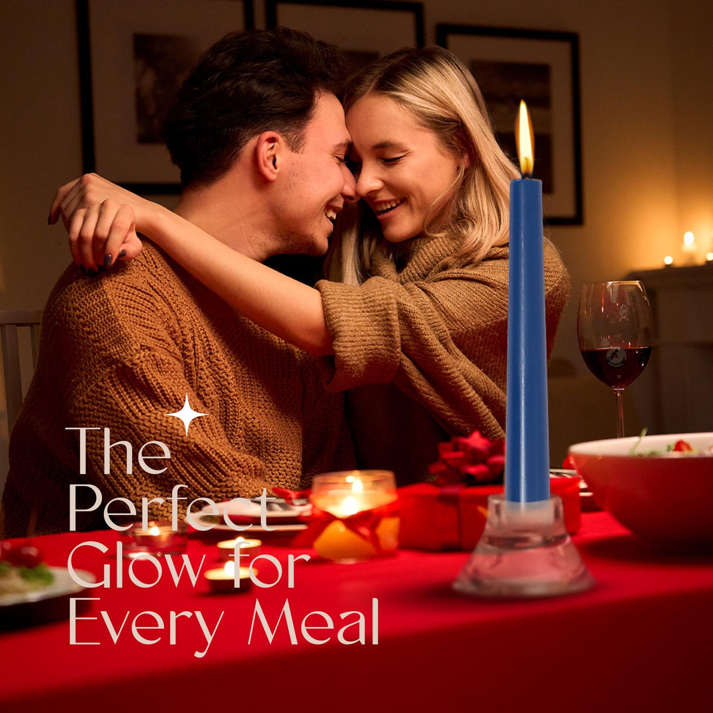 Leor & Lair Blue Taper Candles - 12 Pack 10" Blue Candlesticks - Unscented Long Burning Candle Sticks for Winter, July 4th Decoration, Dinner, Hanukkah, Weddings, Restaurants & Events